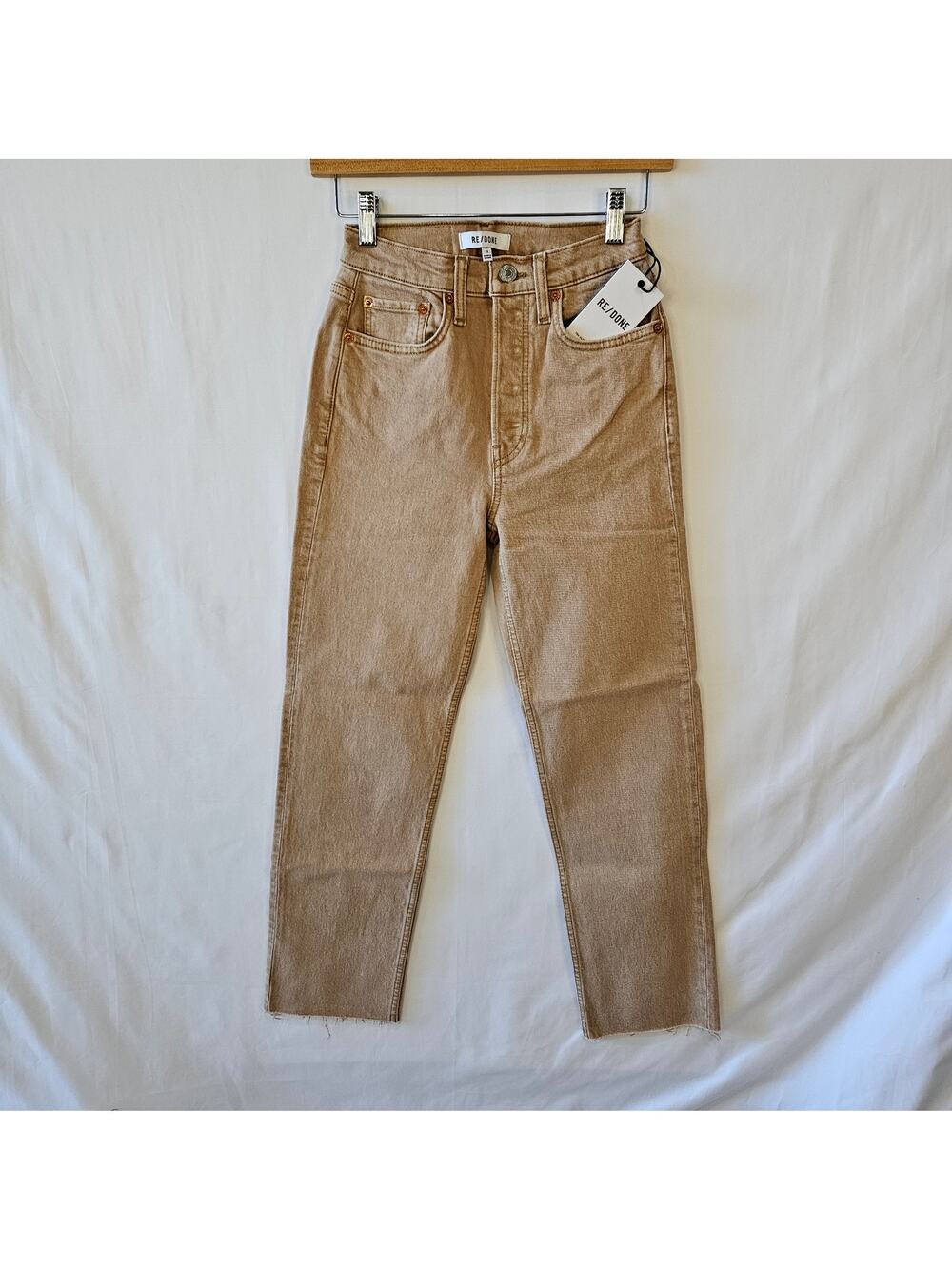 RE/DONE Ultra High Rise Stove Top Beige Jeans Size 23